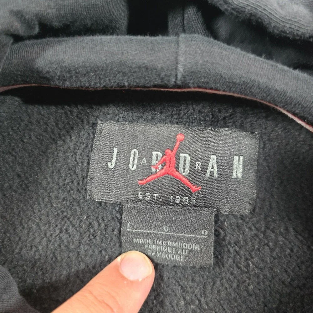 Nike Jordan Hoodie Mens Large Black Jumpman Flight Kangaroo Pocket Pullover